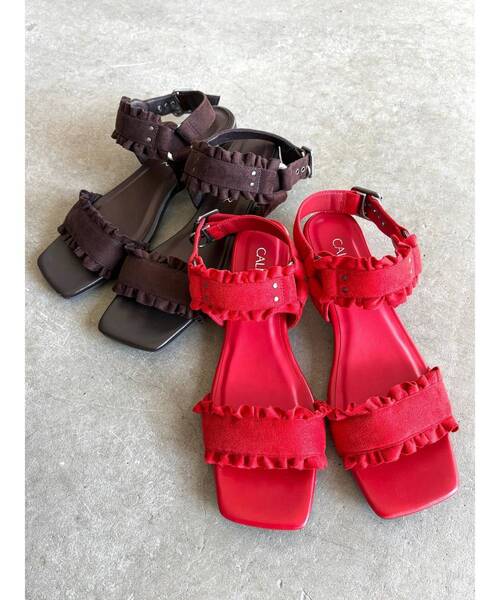 CALNAMUR（カルナムール）の「フリルディテールミュール（サンダル・レディース・レッド/ブラウン・SMALL/MEDIUM/LARGE）」の3枚目の写真