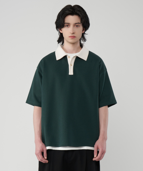 UNTAPPED STUDIO（アンタップドスタジオ）の「シティボーイ オーバーサイズ ラグビーカラー 半袖Tシャツ 3カラー（Tシャツ/カットソー・レディース・ダークグリーン/ネイビー/ブラック・XXX-LARGE/2XL/XL/L/M(95)）」の6枚目の写真
