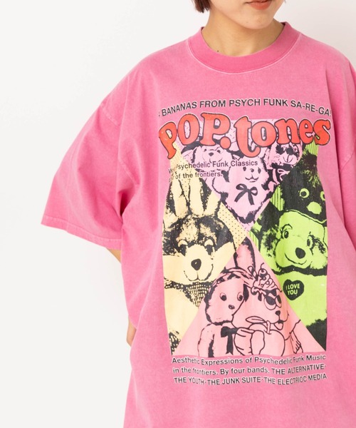 MARKEY'S（マーキーズ）の「M2642 ポップトーンズプリントビッグT（Tシャツ/カットソー・レディース・ピンク/ホワイト/ブラック・MEDIUM）」の3枚目の写真