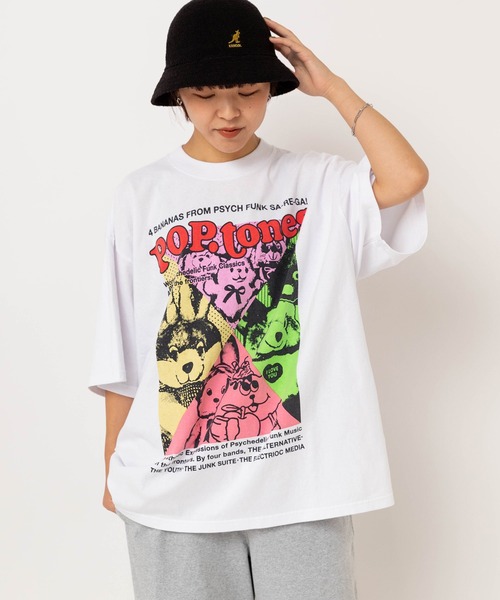 MARKEY'S（マーキーズ）の「M2642 ポップトーンズプリントビッグT（Tシャツ/カットソー・レディース・ピンク/ホワイト/ブラック・MEDIUM）」の4枚目の写真