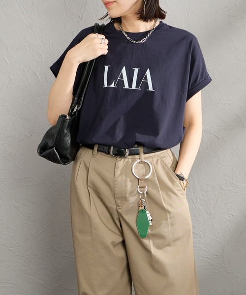 MICA&DEAL（マイカ＆ディール）の「［MICA&DEAL/マイカアンドディール］LAIA ラウンドヘム プリントTシャツ（Tシャツ/カットソー・レディース・ネイビー/ホワイト/ライトベージュ・38）」の3枚目の写真