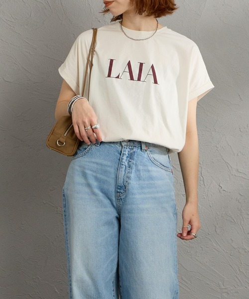 MICA&DEAL（マイカ＆ディール）の「［MICA&DEAL/マイカアンドディール］LAIA ラウンドヘム プリントTシャツ（Tシャツ/カットソー・レディース・ネイビー/ホワイト/ライトベージュ・38）」の10枚目の写真