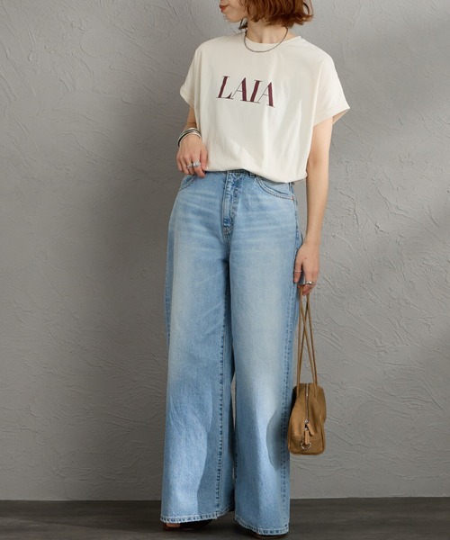 MICA&DEAL（マイカ＆ディール）の「［MICA&DEAL/マイカアンドディール］LAIA ラウンドヘム プリントTシャツ（Tシャツ/カットソー・レディース・ネイビー/ホワイト/ライトベージュ・38）」の12枚目の写真