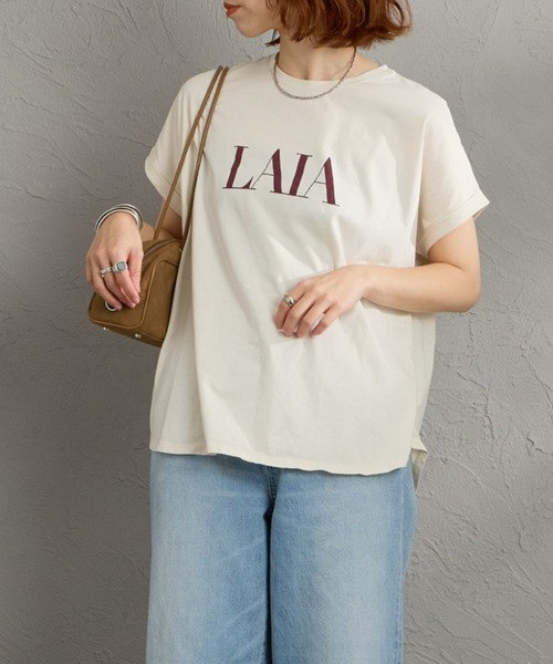 MICA&DEAL（マイカ＆ディール）の「［MICA&DEAL/マイカアンドディール］LAIA ラウンドヘム プリントTシャツ（Tシャツ/カットソー・レディース・ネイビー/ホワイト/ライトベージュ・38）」の14枚目の写真