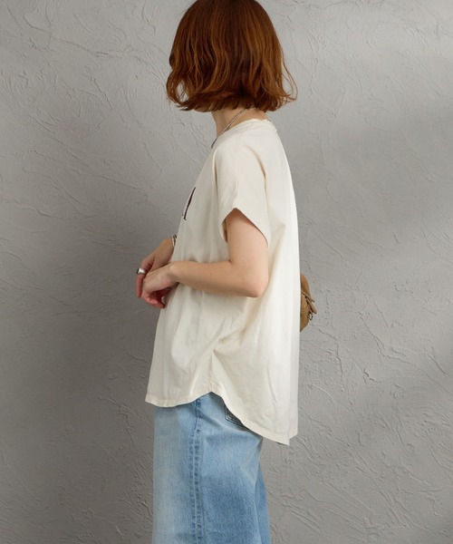 MICA&DEAL（マイカ＆ディール）の「［MICA&DEAL/マイカアンドディール］LAIA ラウンドヘム プリントTシャツ（Tシャツ/カットソー・レディース・ネイビー/ホワイト/ライトベージュ・38）」の15枚目の写真