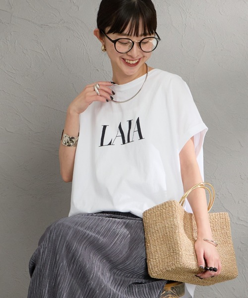 MICA&DEAL（マイカ＆ディール）の「［MICA&DEAL/マイカアンドディール］LAIA ラウンドヘム プリントTシャツ（Tシャツ/カットソー・レディース・ネイビー/ホワイト/ライトベージュ・38）」の18枚目の写真