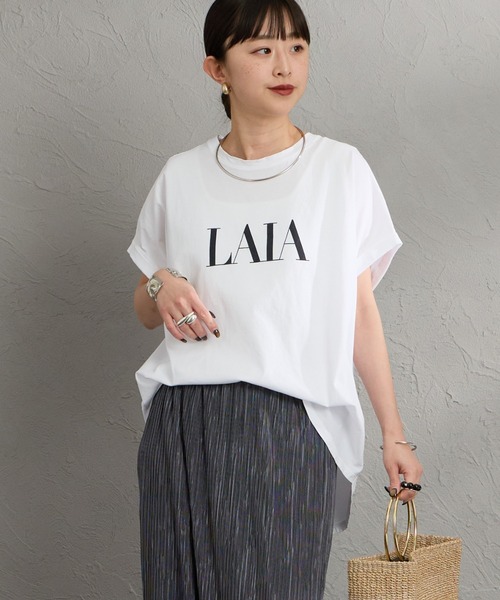 MICA&DEAL（マイカ＆ディール）の「［MICA&DEAL/マイカアンドディール］LAIA ラウンドヘム プリントTシャツ（Tシャツ/カットソー・レディース・ネイビー/ホワイト/ライトベージュ・38）」の19枚目の写真