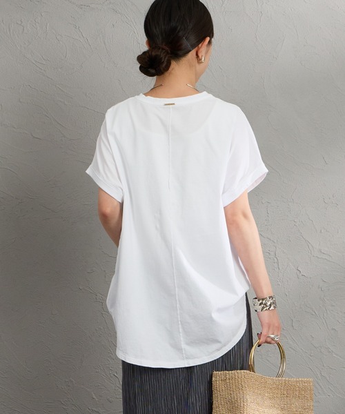 MICA&DEAL（マイカ＆ディール）の「［MICA&DEAL/マイカアンドディール］LAIA ラウンドヘム プリントTシャツ（Tシャツ/カットソー・レディース・ネイビー/ホワイト/ライトベージュ・38）」の21枚目の写真