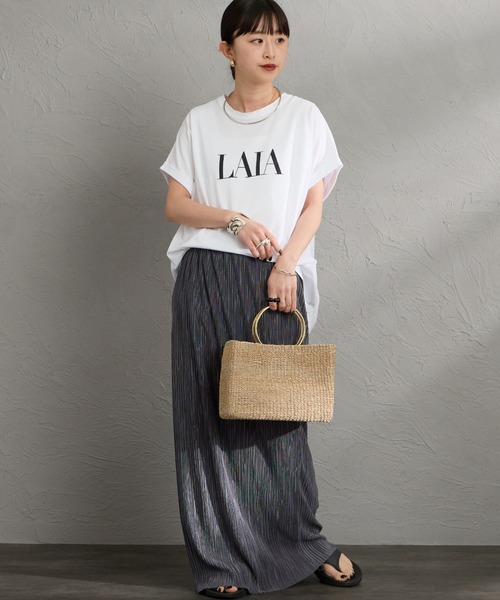 MICA&DEAL（マイカ＆ディール）の「［MICA&DEAL/マイカアンドディール］LAIA ラウンドヘム プリントTシャツ（Tシャツ/カットソー・レディース・ネイビー/ホワイト/ライトベージュ・38）」の22枚目の写真