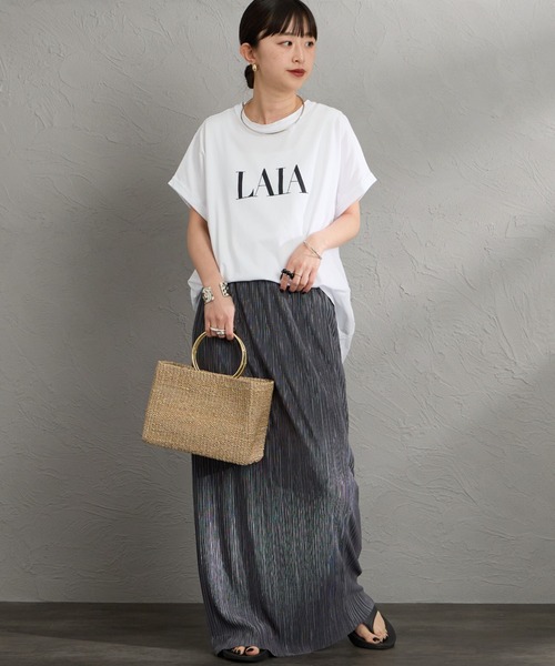 MICA&DEAL（マイカ＆ディール）の「［MICA&DEAL/マイカアンドディール］LAIA ラウンドヘム プリントTシャツ（Tシャツ/カットソー・レディース・ネイビー/ホワイト/ライトベージュ・38）」の16枚目の写真