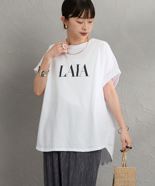 MICA&DEAL（マイカ＆ディール）の「［MICA&DEAL/マイカアンドディール］LAIA ラウンドヘム プリントTシャツ（Tシャツ/カットソー・レディース・ネイビー/ホワイト/ライトベージュ・38）」の4枚目の写真