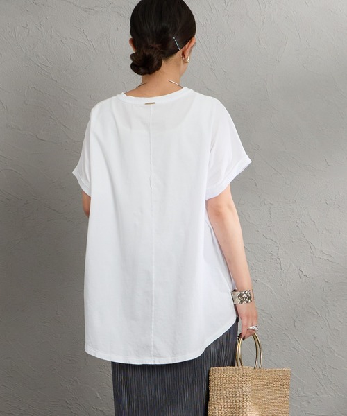 MICA&DEAL（マイカ＆ディール）の「［MICA&DEAL/マイカアンドディール］LAIA ラウンドヘム プリントTシャツ（Tシャツ/カットソー・レディース・ネイビー/ホワイト/ライトベージュ・38）」の6枚目の写真