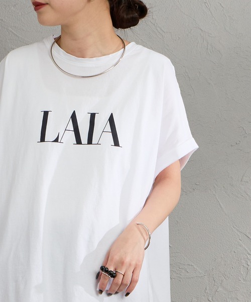 MICA&DEAL（マイカ＆ディール）の「［MICA&DEAL/マイカアンドディール］LAIA ラウンドヘム プリントTシャツ（Tシャツ/カットソー・レディース・ネイビー/ホワイト/ライトベージュ・38）」の7枚目の写真