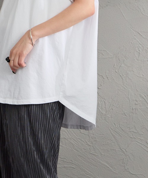 MICA&DEAL（マイカ＆ディール）の「［MICA&DEAL/マイカアンドディール］LAIA ラウンドヘム プリントTシャツ（Tシャツ/カットソー・レディース・ネイビー/ホワイト/ライトベージュ・38）」の9枚目の写真