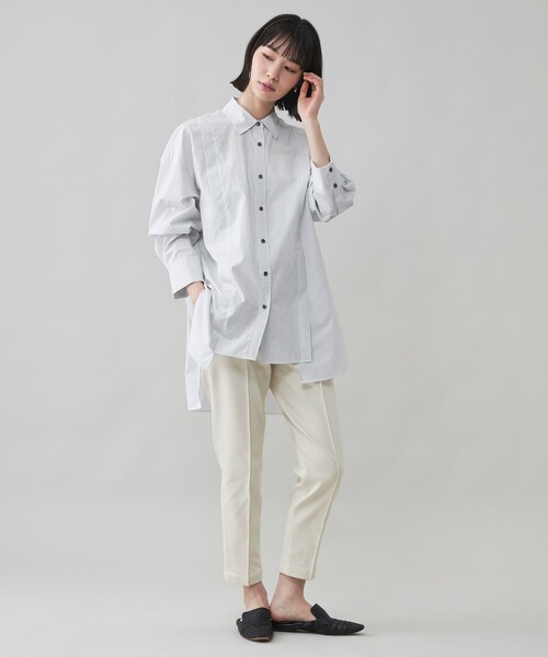 CAST:（キャストコロン）の「【CAST COLON】ストライプビックシャツ（シャツ/ブラウス・レディース・ブルー系その他2/ホワイト・M）」の3枚目の写真