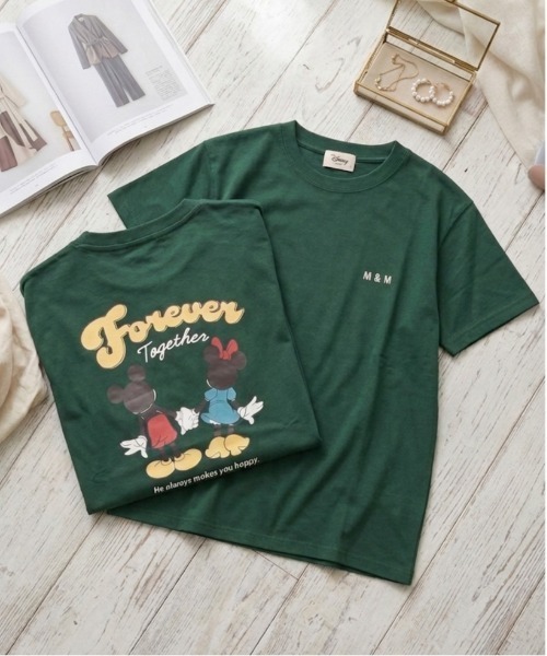 Disney(ディズニー)の「【DISNEY/ディズニー】ミッキーマウス・ミニーマウス プリント半袖Tシャツ MICKEY AND FRIENDS(Tシャツ/カットソー・レディース・ピンク/グリーン/ブラック/クリーム・LARGE/MEDIUM)」の3枚目の写真
