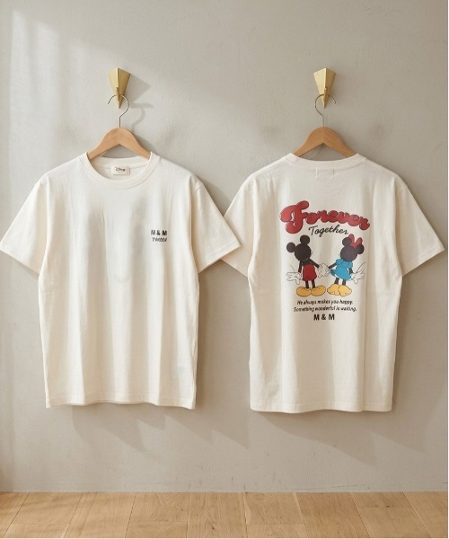 Disney(ディズニー)の「【DISNEY/ディズニー】ミッキーマウス・ミニーマウス プリント半袖Tシャツ MICKEY AND FRIENDS(Tシャツ/カットソー・レディース・ピンク/グリーン/ブラック/クリーム・LARGE/MEDIUM)」の2枚目の写真