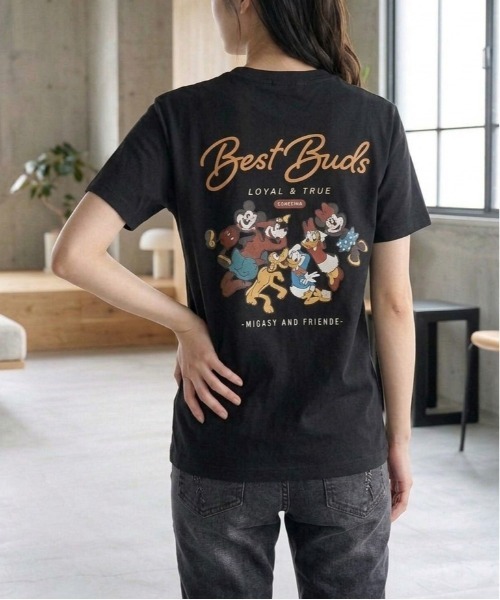 Disney(ディズニー)の「【DISNEY/ディズニー】ミッキーマウス・ミニーマウス プリント半袖Tシャツ MICKEY AND FRIENDS(Tシャツ/カットソー・レディース・ピンク/グリーン/ブラック/クリーム・LARGE/MEDIUM)」の15枚目の写真