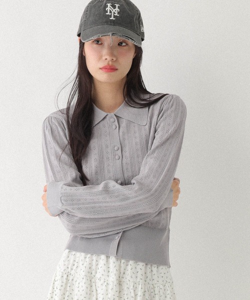 BUTCHER PRODUCTS AT LASTポロシャツ ヘザーグレー　38 セール】クルミボタンポロニット 666498（ニット/セーター）｜Heather