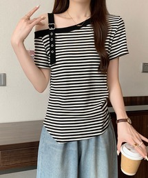 ワンショルダーベルトデザインTシャツ