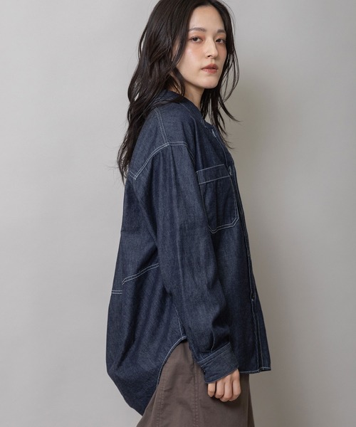 Munich(ミューニック)の「6ozスラブデニムバックコクーンシャツ(シャツ/ブラウス・レディース・ホワイト/ブルー/ネイビー・FREE)」の20枚目の写真