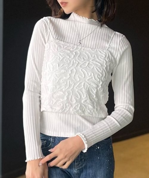 Human 2nd Occasion(ヒューマンセカンドオケージョン)の「フラワー 刺繍 ベロア ビスチェ(キャミソール・レディース・ブラック/オフホワイト・M)」の3枚目の写真