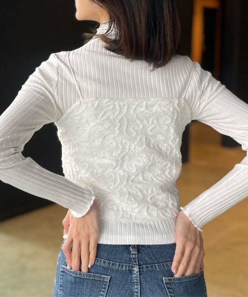 Human 2nd Occasion(ヒューマンセカンドオケージョン)の「フラワー 刺繍 ベロア ビスチェ(キャミソール・レディース・ブラック/オフホワイト・M)」の4枚目の写真