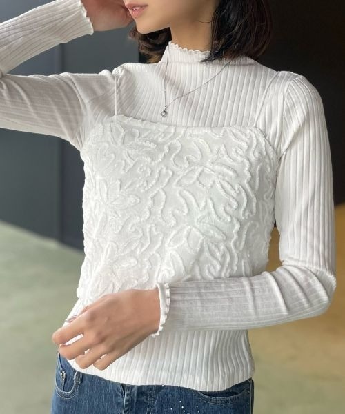 Human 2nd Occasion(ヒューマンセカンドオケージョン)の「フラワー 刺繍 ベロア ビスチェ(キャミソール・レディース・ブラック/オフホワイト・M)」の5枚目の写真