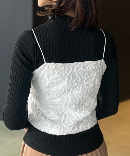 Human 2nd Occasion(ヒューマンセカンドオケージョン)の「フラワー 刺繍 ベロア ビスチェ(キャミソール・レディース・ブラック/オフホワイト・M)」の7枚目の写真