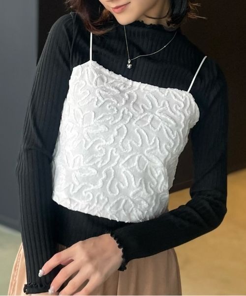 Human 2nd Occasion(ヒューマンセカンドオケージョン)の「フラワー 刺繍 ベロア ビスチェ(キャミソール・レディース・ブラック/オフホワイト・M)」の8枚目の写真