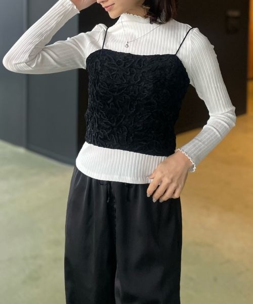 Human 2nd Occasion(ヒューマンセカンドオケージョン)の「フラワー 刺繍 ベロア ビスチェ(キャミソール・レディース・ブラック/オフホワイト・M)」の16枚目の写真