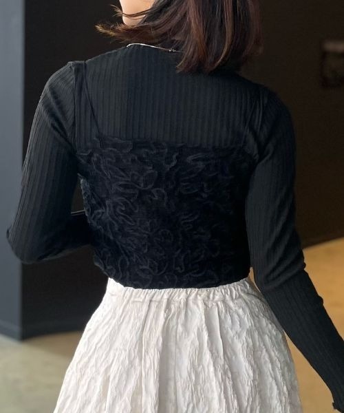 Human 2nd Occasion(ヒューマンセカンドオケージョン)の「フラワー 刺繍 ベロア ビスチェ(キャミソール・レディース・ブラック/オフホワイト・M)」の18枚目の写真