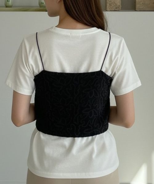 Human 2nd Occasion(ヒューマンセカンドオケージョン)の「フラワー 刺繍 ベロア ビスチェ(キャミソール・レディース・ブラック/オフホワイト・M)」の20枚目の写真