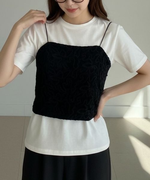 Human 2nd Occasion(ヒューマンセカンドオケージョン)の「フラワー 刺繍 ベロア ビスチェ(キャミソール・レディース・ブラック/オフホワイト・M)」の21枚目の写真