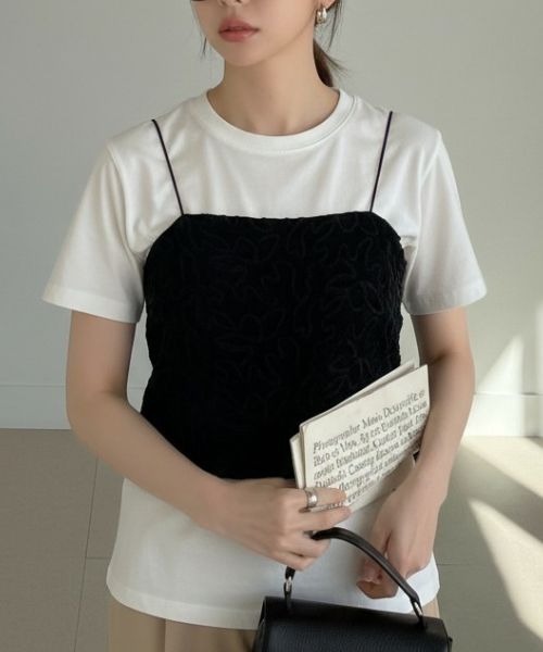 Human 2nd Occasion(ヒューマンセカンドオケージョン)の「フラワー 刺繍 ベロア ビスチェ(キャミソール・レディース・ブラック/オフホワイト・M)」の22枚目の写真