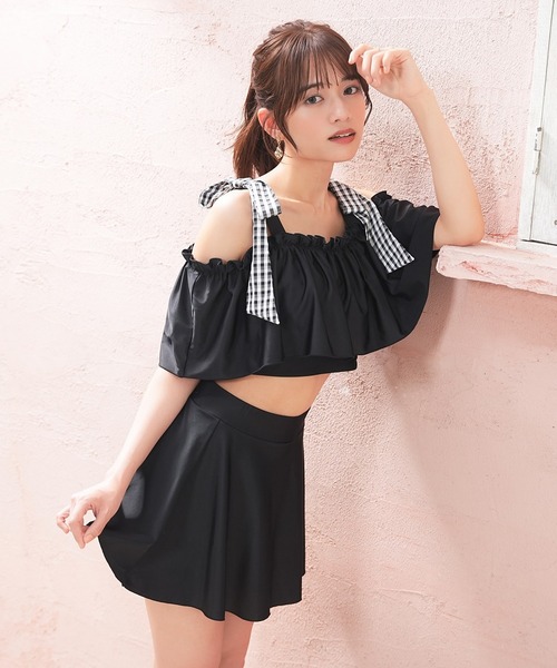 Honeys(ハニーズ)の「水着2点セット/肩リボン(水着・レディース・サックスブルー/ピンク系その他/ブラック/ブラック系その他・L/LL/M/S)」の17枚目の写真