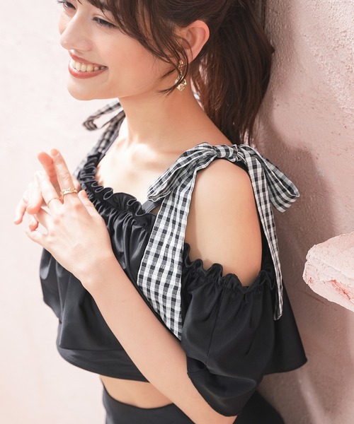 Honeys(ハニーズ)の「水着2点セット/肩リボン(水着・レディース・サックスブルー/ピンク系その他/ブラック/ブラック系その他・L/LL/M/S)」の20枚目の写真