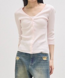 【GOOD PEOPLE GOOD STITCHING GOOD PRODUCT/グッドピープルグッドスティッチンググッドプロダクト】V Neck 3/4 Sleeve Cardigan/Vネック7分袖カーディガン