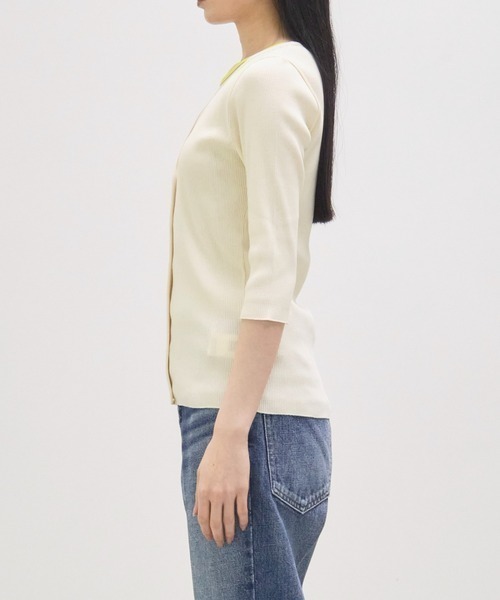 GOOD PEOPLE GOOD STITCHING GOOD PRODUCT(グッドピープルグッドスティッチンググッドプロダクト)の「【GOOD PEOPLE GOOD STITCHING GOOD PRODUCT/グッドピープルグッドスティッチンググッドプロダクト】V Neck 3/4 Sleeve Cardigan/Vネック7分袖カーディガン(Tシャツ/カットソー・レディース・キナリ/ブラック/グレー/ピンク・SMALL)」の6枚目の写真