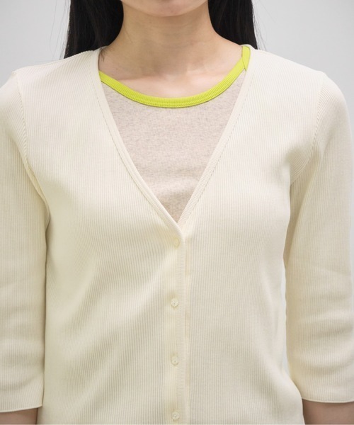 GOOD PEOPLE GOOD STITCHING GOOD PRODUCT(グッドピープルグッドスティッチンググッドプロダクト)の「【GOOD PEOPLE GOOD STITCHING GOOD PRODUCT/グッドピープルグッドスティッチンググッドプロダクト】V Neck 3/4 Sleeve Cardigan/Vネック7分袖カーディガン(Tシャツ/カットソー・レディース・キナリ/ブラック/グレー/ピンク・SMALL)」の8枚目の写真