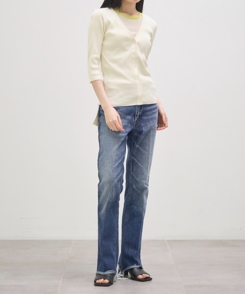 GOOD PEOPLE GOOD STITCHING GOOD PRODUCT(グッドピープルグッドスティッチンググッドプロダクト)の「【GOOD PEOPLE GOOD STITCHING GOOD PRODUCT/グッドピープルグッドスティッチンググッドプロダクト】V Neck 3/4 Sleeve Cardigan/Vネック7分袖カーディガン(Tシャツ/カットソー・レディース・キナリ/ブラック/グレー/ピンク・SMALL)」の12枚目の写真