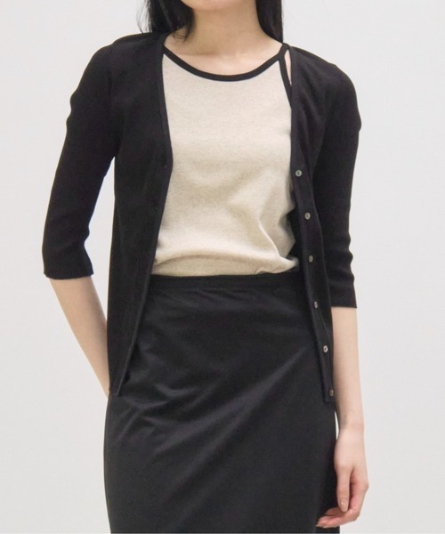 GOOD PEOPLE GOOD STITCHING GOOD PRODUCT(グッドピープルグッドスティッチンググッドプロダクト)の「【GOOD PEOPLE GOOD STITCHING GOOD PRODUCT/グッドピープルグッドスティッチンググッドプロダクト】V Neck 3/4 Sleeve Cardigan/Vネック7分袖カーディガン(Tシャツ/カットソー・レディース・キナリ/ブラック/グレー/ピンク・SMALL)」の20枚目の写真
