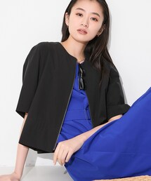 【撥水/UVケア/SETUP可能】軽量5分袖ライトブルゾン