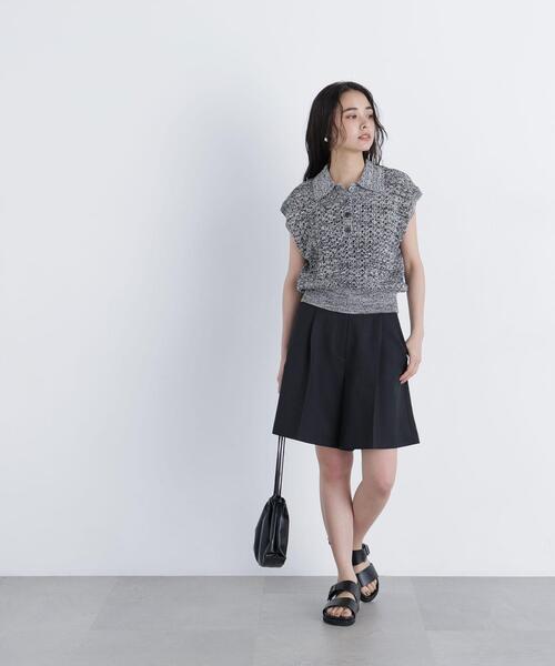 N.（N. Natural Beauty Basic）（エヌエヌナチュラルビューティーベーシック）の「メランジニットポロ（ニット/セーター・レディース・レッド/ブラック/イエロー・ﾌﾘ-）」の4枚目の写真