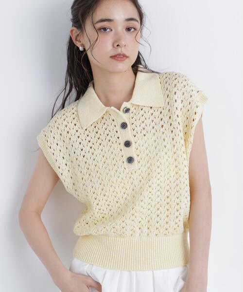 N.（N. Natural Beauty Basic）（エヌエヌナチュラルビューティーベーシック）の「メランジニットポロ（ニット/セーター・レディース・レッド/ブラック/イエロー・ﾌﾘ-）」の6枚目の写真