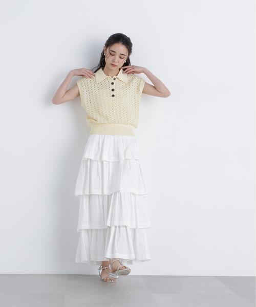 N.（N. Natural Beauty Basic）（エヌエヌナチュラルビューティーベーシック）の「メランジニットポロ（ニット/セーター・レディース・レッド/ブラック/イエロー・ﾌﾘ-）」の7枚目の写真