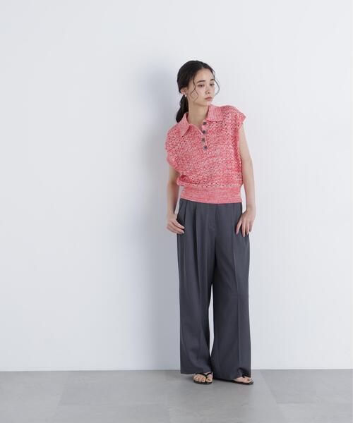 N.（N. Natural Beauty Basic）（エヌエヌナチュラルビューティーベーシック）の「メランジニットポロ（ニット/セーター・レディース・レッド/ブラック/イエロー・ﾌﾘ-）」の9枚目の写真