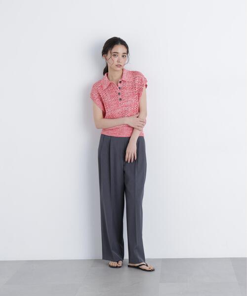 N.（N. Natural Beauty Basic）（エヌエヌナチュラルビューティーベーシック）の「メランジニットポロ（ニット/セーター・レディース・レッド/ブラック/イエロー・ﾌﾘ-）」の11枚目の写真