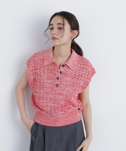 N.（N. Natural Beauty Basic）（エヌエヌナチュラルビューティーベーシック）の「メランジニットポロ（ニット/セーター・レディース・レッド/ブラック/イエロー・ﾌﾘ-）」の12枚目の写真