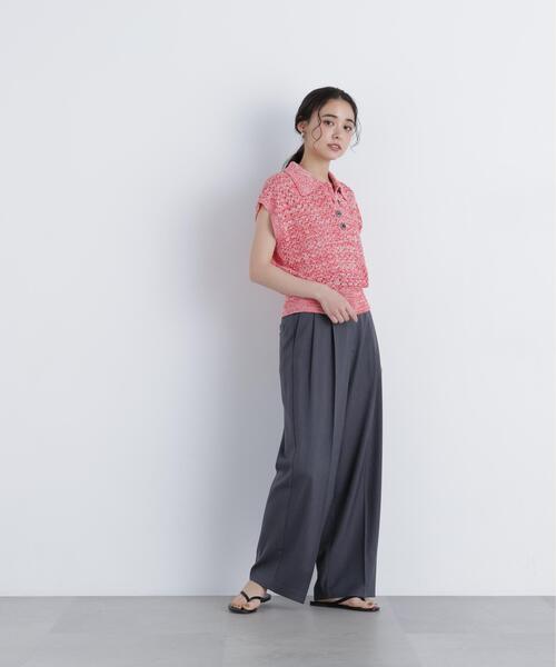 N.（N. Natural Beauty Basic）（エヌエヌナチュラルビューティーベーシック）の「メランジニットポロ（ニット/セーター・レディース・レッド/ブラック/イエロー・ﾌﾘ-）」の13枚目の写真